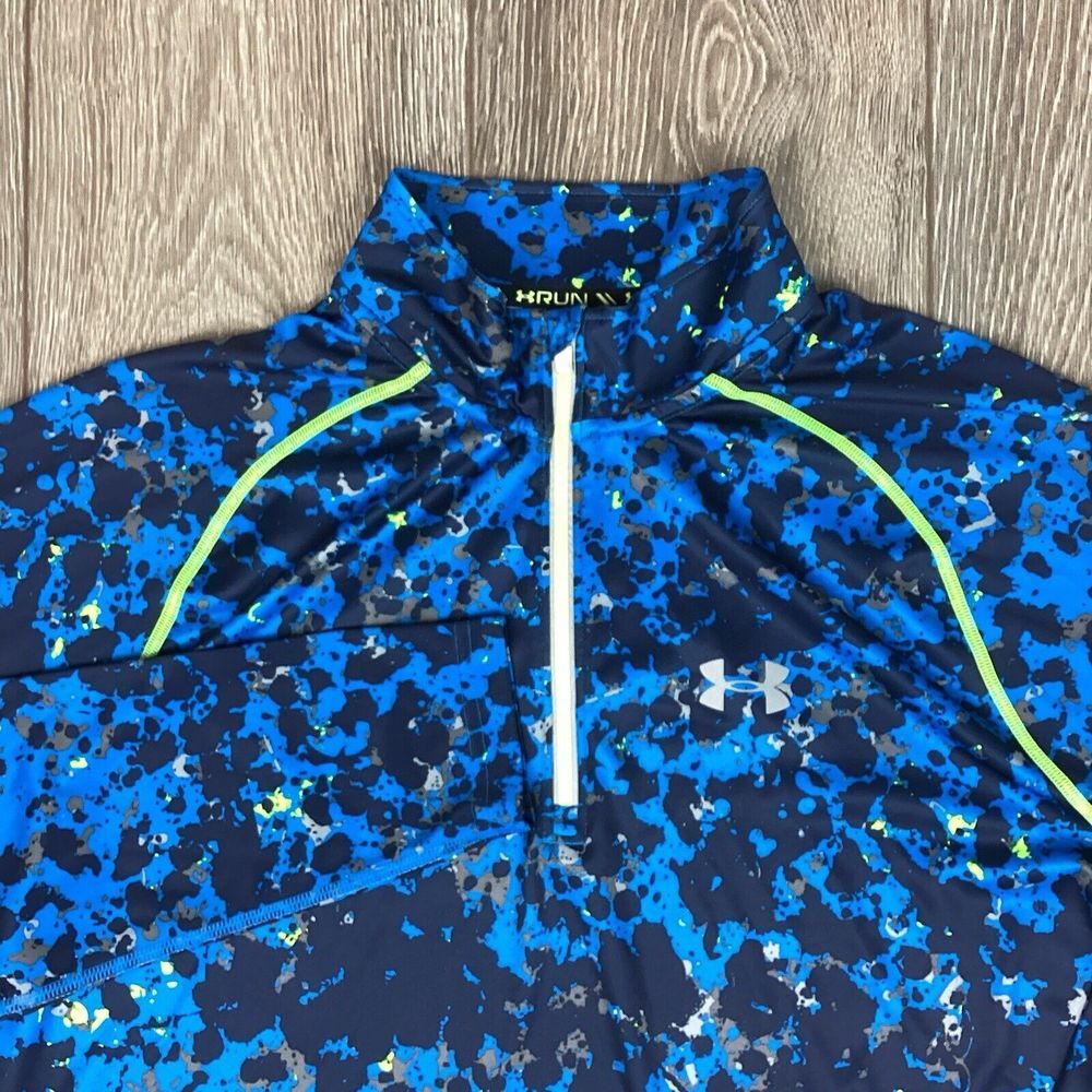 under armour Shirt Camp Blue Fitted L 1/4 Zip Pullover Men's Active‎ Run Stretch